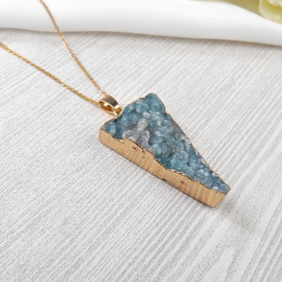 Gold Triangle Druzy Necklace - Picture 4 of 6